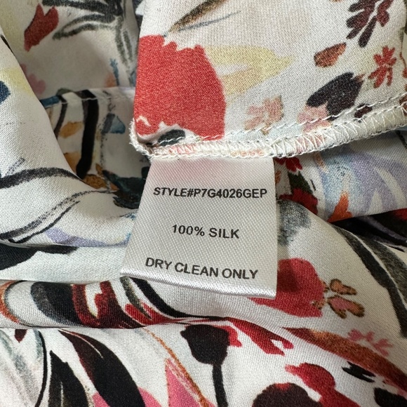 Parker Clayton || Woman’s Ruffle Watercolor Floral Silk Top size Med - Picture 11 of 13